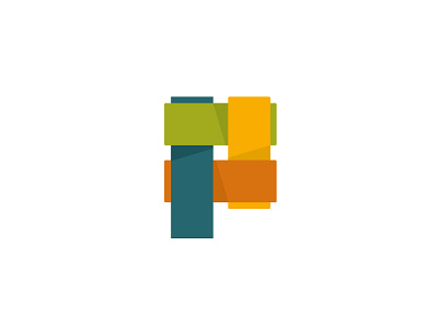 Letter P made out of rectangle boards boards letter logo vector