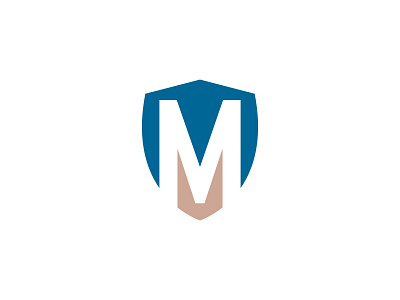 M as shield-emblem design letter logo security vector
