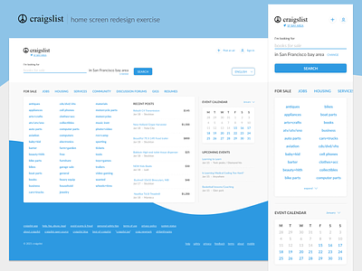 Craigslist - Home redesign blue craigslist design lists search ui web