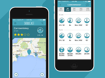 ShoreCast Surf app blie icons ios iphone surf