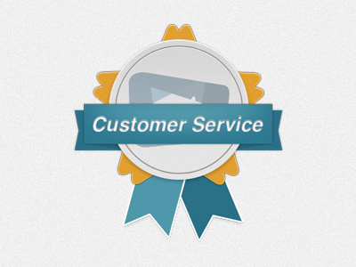Customer Service blue orange prize quality seal service
