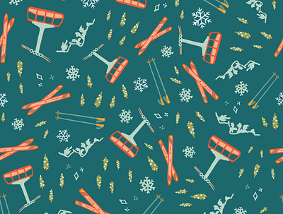 Jackson Hole x Skida | Custom Pattern design illustration jackson hole pattern design ski resort skida skiing surface design winter