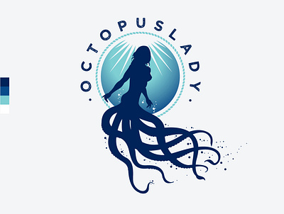 OctopusLady logo beautiful blue can girl hdc hdc estudio illustration lady mujer nude ocean octopus water woman