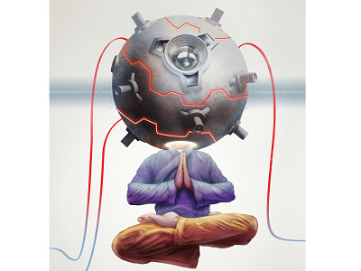 Trapped mind abstract art digital design digital art hdc hdc estudio illustration meditation mindfulness mint monk paint yoga