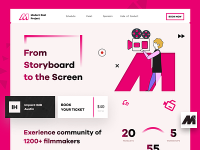 Modern Reel Project - Filmmaking workshop branding landing page ui ux web