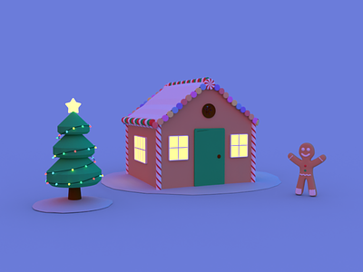 Gingerbread House 3D 3d adobedimension blender christmas design gingerbread holidaycard
