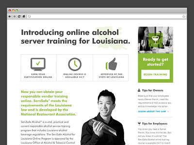 Landing Page for Alcohol Certification