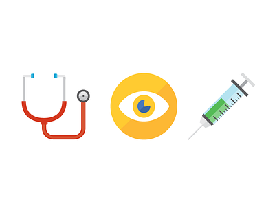 Health Icons badges doctor eye flat health icons illustration stethoscope syringe vaccination vision wellness