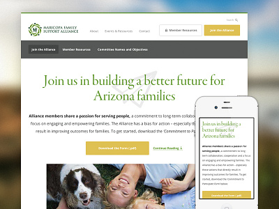 Maricopa Family Support Alliance (Responsive Website) charity clean corporate flat mobile non profit nonprofit responsive website wordpress