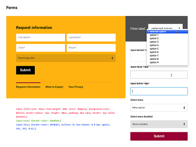 Style Guide - Forms corporate education forms style guide ui university ux