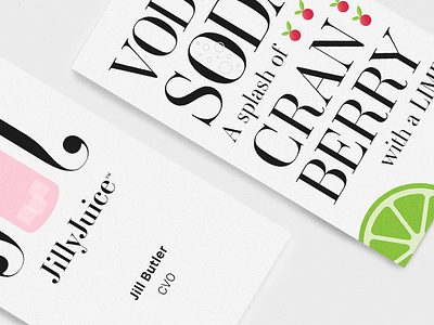 JillyJuice Cards alcohol ambroise branding business cards cards cocktail cranberry feminine lime print typography vodka