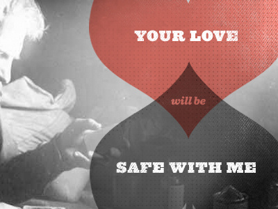Your love will be safe with me... black bon iver heart lyrics poker red spade typography vintage