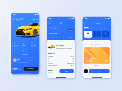 Trip Car Concept app rental car ui