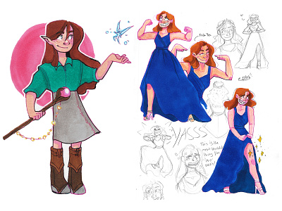 Character design, fairy girl and prom dress cartoons character design fantasy illustration