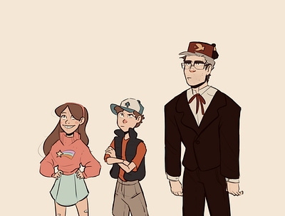 Mabel, Dipper, Grunkle Stan- Gravity Falls Fanart cartoons character design characters concept art design fanart fantasy illustration portrait