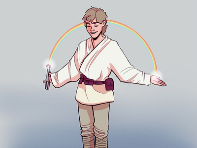 Rainbow Lightsaber Luke cartoons character design characters concept art design fanart fantasy illustration portrait