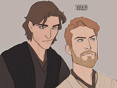 May the Fourth: Anakin and Obi Wan cartoons character design characters concept art design fanart fantasy illustration portrait