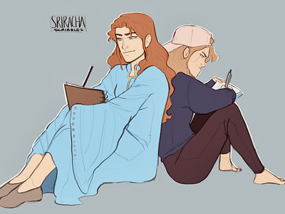 Shallan Davar and Sriracha Drawing Together cartoons character design characters concept art design fanart fantasy illustration portrait