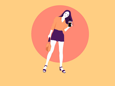 flat illustration girl