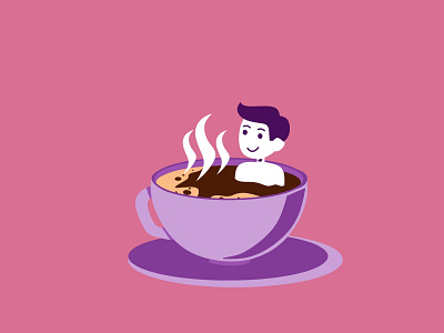 man showering cup of coffee branding flat flat design flat illustration graphic design illustration illustrator ui vector website