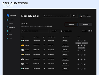 DEX LIQUIDITY POOL blockchain defi ui ux web3