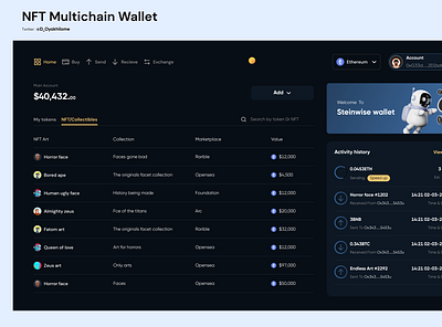 NFT MULTICHAIN WALLET blockchain defi design nft nftmarketplace ui ux