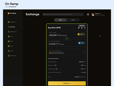 On-Ramp app blockchain cryptocurrencies defi design ui ux