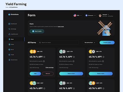 Yield Farming blockchain cryptocurrencies defi design ui ux