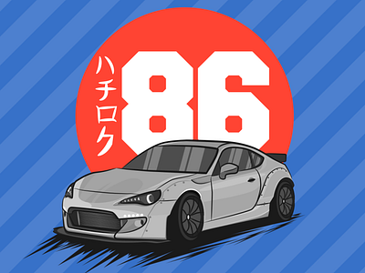 Toyota GT86 automotive car car illustration design flat flat cartoon comic illustration japanese car jdm jdm car t shirt design toyota toyota gt86 vector vector car vector design