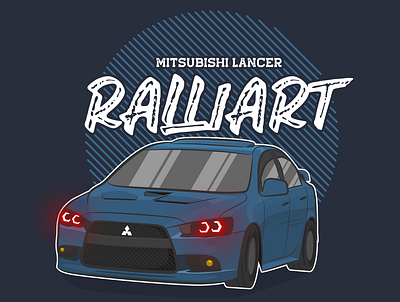 MITSUBISHI LANCER RALLIART automotive burnout car cars emblem illustration japan japanese jdm lancer mitsubishi muscle racecar racing ralliart speed supercar transportation vector vehicle