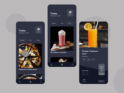 ~Food Menu App [Dark Mode] colours darkmode design foodapp menuapp ui uidesign uiux ux uxdesign