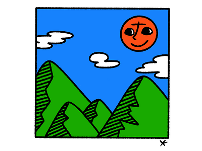 summer day colourful editorial editorial illustration mountains procreate simple illustration sun