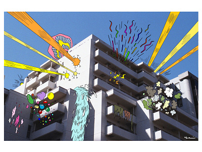 Tokyo art artwork building colourful design design art graphic illustration photography procreate procreate art sky