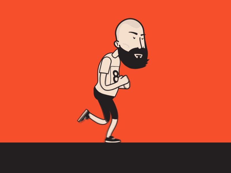 Run boy run 8 animation bald beard character cycle gif loop run running strava