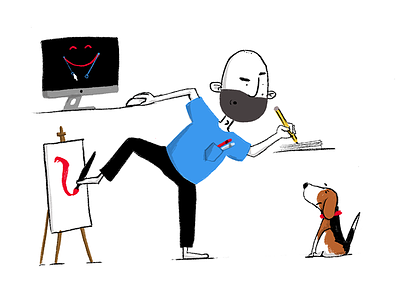 A great designer visualises ideas. beagle design dog drawing illustration multitask multitasking procreate ui ux