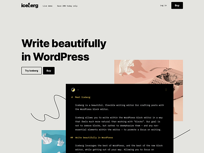 Iceberg: Website bold clean design inter landing page minimal mono website website design wordpress wordpress design