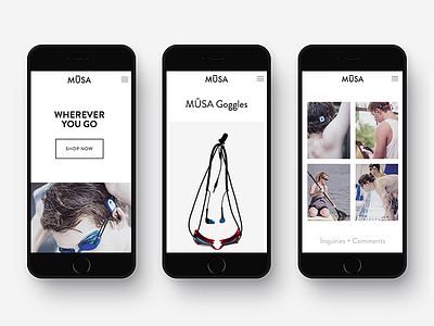 MŪSA - Mobile branding ecommence minimal mobile relaunch responsive shop squarespace website