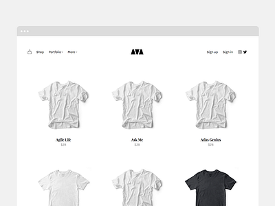 Ava Shop Concept #1 cart clean commerce grid minimal shop theme themebeans white wip woocommerce wordpress