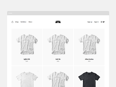 Ava Shop Concept #2 cart clean commerce grid minimal shop theme themebeans white wip woocommerce wordpress