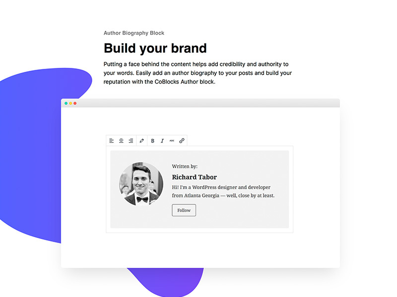 CoBlocks: Build your brand plugin gutenberg gradient modern clean feature landing slider freeform website wordpress coblocks