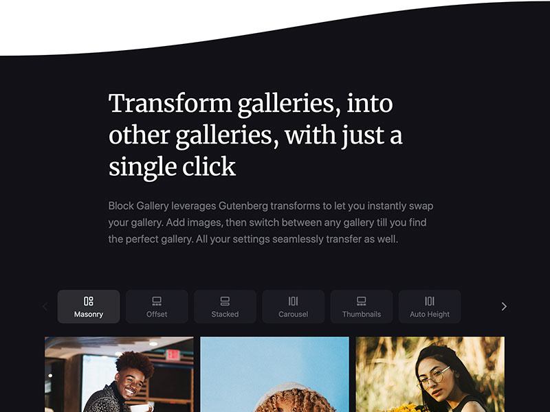 Block Gallery: Website gutenberg clean minimal design website photo gallery block wordpress theme