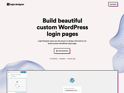Login Designer landing page landing page minimal pink plugin website wordpress
