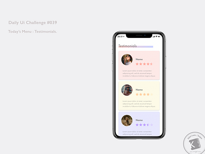 Daily Ui Challenge #039 : Testimonials. adobe xd dailydesign dailyui dailyuichallenge design everydaycreatives kaholidesign testimonials ui デザイン 毎日クリエイティブ