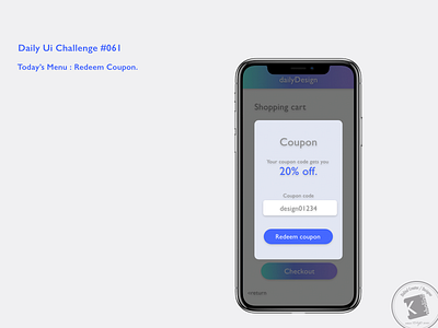 Daily Ui Challenge #061 : Redeem Coupon. adobe xd dailydesign dailyui dailyuichallenge design everydaycreatives kaholidesign redeemcoupon ui デザイン 毎日クリエイティブ