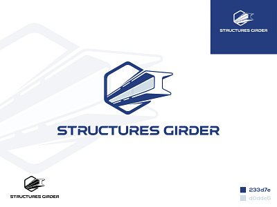 Structures Girder - Logo Design 3d architecture branding building construction crane creative design erection flat girder graphic design illustration logo design minimalist steel steel roof structures vector