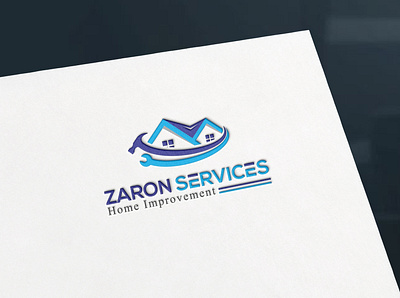 Zaron Service - Logo Design. 3d animation branding cleaning construction creative flat graphic design home services house house care illustration improvement keeping logo design motion graphics new home real estate renewable vector