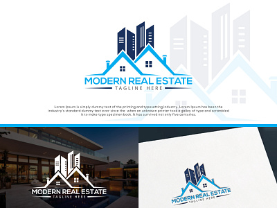 Modern Real Estate - Investment - Logo Design. 3d apartment branding branding investment business solutions construction logo creative flat golden sliver blue color graphic design home house illustration logo design minimalist sold company modern building property real estate realtor realty agent vector