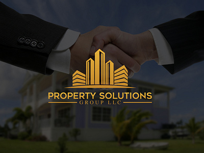 Property Solutions Group - Real Estate - Logo Design. 3d apartment branding branding investment building business solutions construction logo creative flat golden sliver blue color graphic design home house illustration logo design minimalist unique modern real estate property solutions group realtor realty agent sold company vector