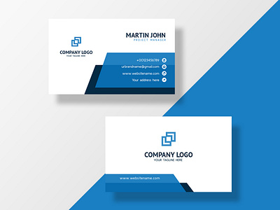 Blue Abstract Modern Minimal Business Card Vector Template