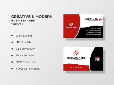 Red & Black Business Card Modern Business Card Design Template visiting card design